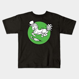 Jumping Dapper Unicorn — Inktober Unicorn illustration series Kids T-Shirt